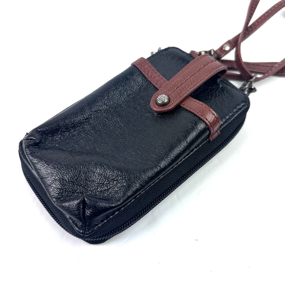 The Sak Iris North South Crossbody Wallet Bag Black Brown Leather Wristlet Strap - Picture 5 of 9